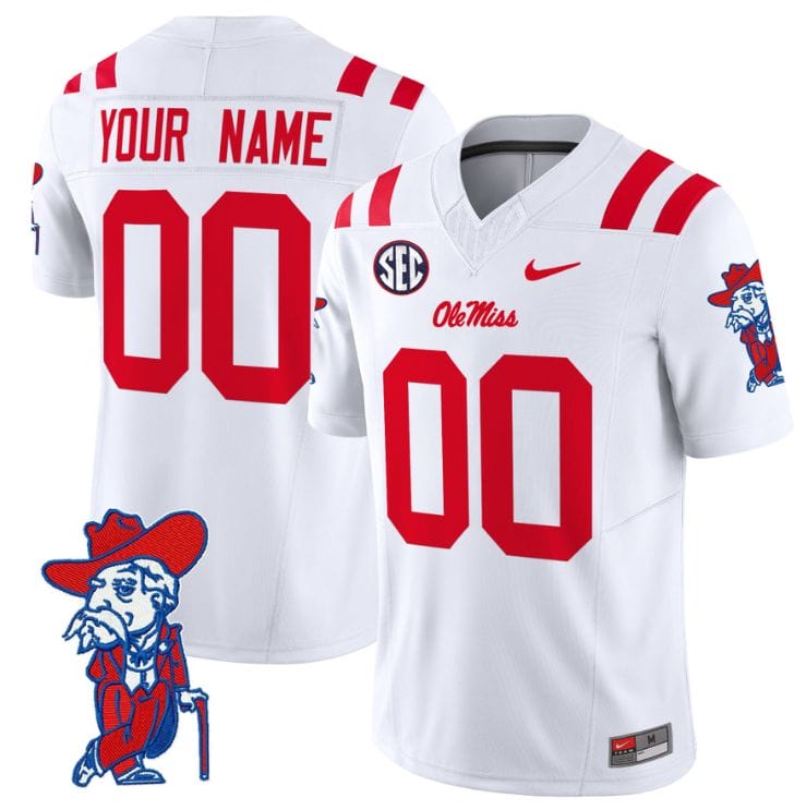 Custom Ole Miss Rebels Jersey Name and Number Vapor Limited College Football Stitched White 8 Custom Ole Miss Rebels Jersey Name and Number Vapor Limited College Football Stitched White