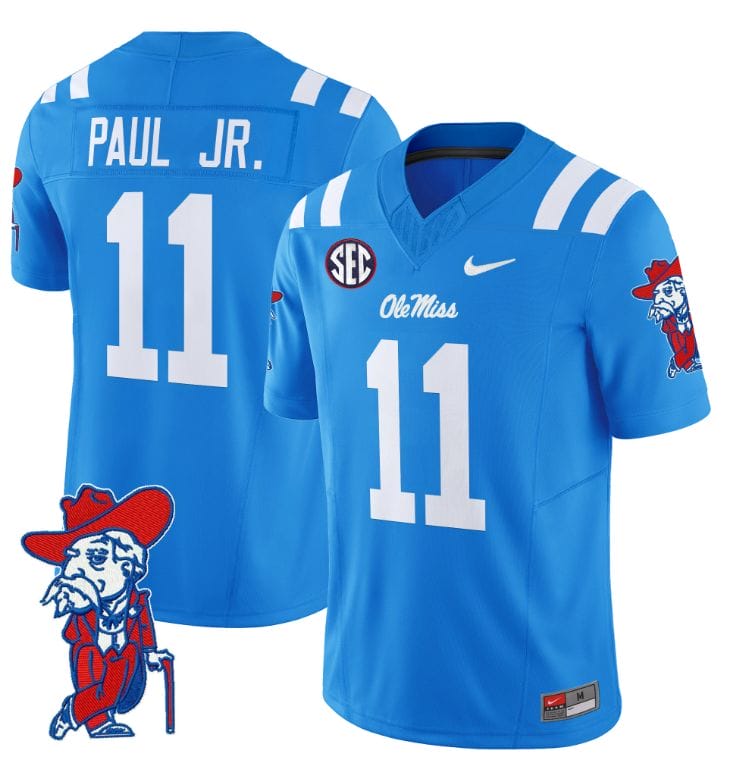Chris Paul Jr Jersey #11 Ole Miss Rebels Vapor Limited College Football Stitched Powder Blue 8 Chris Paul Jr Jersey #11 Ole Miss Rebels Vapor Limited College Football Stitched Powder Blue