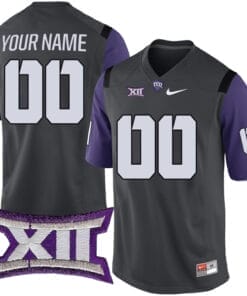Custom TCU Horned Frogs Jersey Name and Number College Football Anthracite