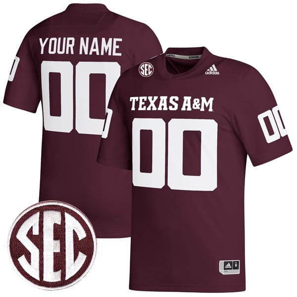 Custom Texas A&M Aggies Jersey Name and Number College Football Maroon Premier 8 Custom Texas A&M Aggies Jersey Name and Number College Football Maroon Premier – All Stitched
