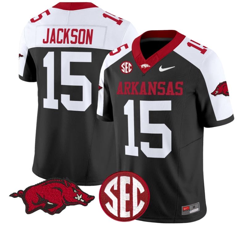 KJ Jackson Jersey #15 Arkansas Razorbacks Vapor Limited College Football Stitched Black Alternate