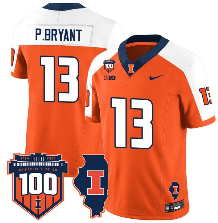 Pat Bryant Jersey #13 Illinois Fighting Vapor Limited College Football Stitched Orange Alternate 8 Pat Bryant Jersey #13 Illinois Fighting Vapor Limited College Football Stitched Orange Alternate