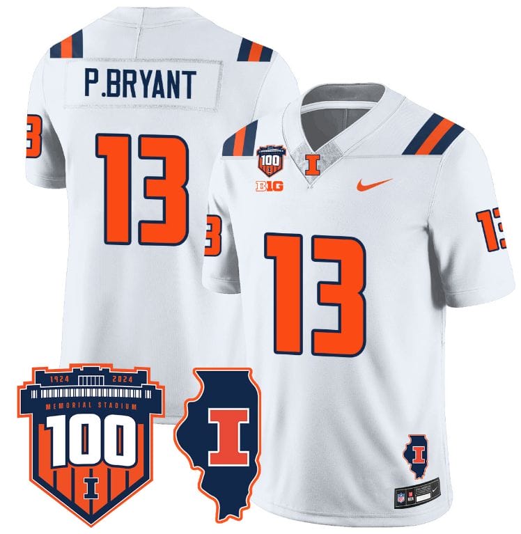 Pat Bryant Jersey #13 Illinois Fighting Vapor Limited College Football Stitched White 8 Pat Bryant Jersey #13 Illinois Fighting Vapor Limited College Football Stitched White