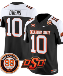 Rashod Owens Jersey #10 Oklahoma State Cowboys Leslie O'neal Patch Vapor Limited College Football Stitched Black Alternate