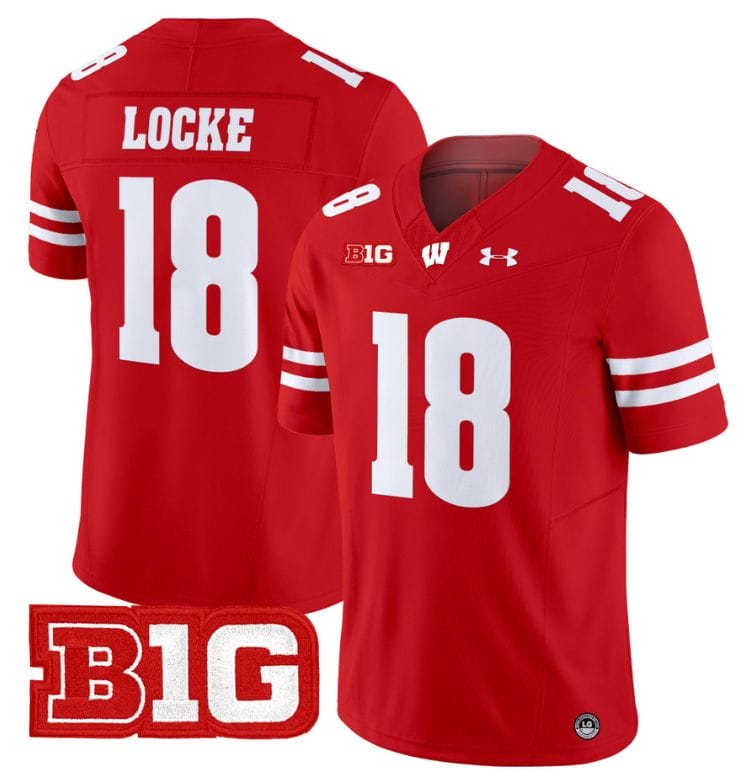 Braedyn Locke Jersey #18 Wisconsin Badgers Vapor Football Stitched Red 8 Braedyn Locke Jersey #18 Wisconsin Badgers Vapor Football Stitched Red