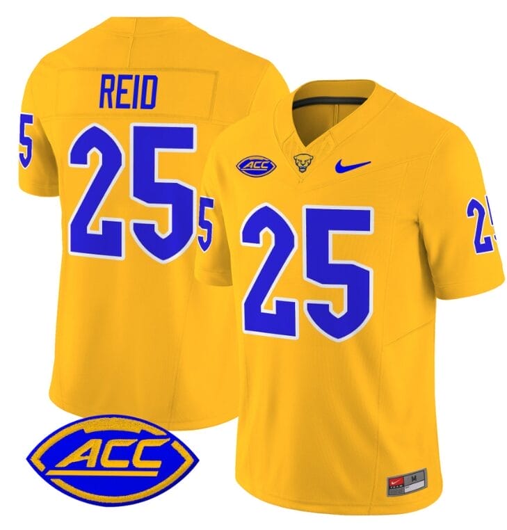 Desmond Reid Jersey #25 Pittsburgh Panthers Vapor Limited College Football Stitched Gold 8 Desmond Reid Jersey #25 Pittsburgh Panthers Vapor Limited College Football Stitched Gold