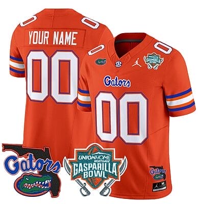 Custom Florida Gators Jersey 2025 Gasparilla Bowl Patch Football Orange 8 Custom Florida Gators Jersey 2025 Gasparilla Bowl Patch Football Orange