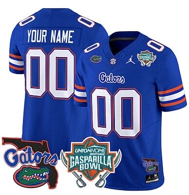 Custom Florida Gators Jersey 2025 Gasparilla Bowl Patch Football Royal 8 Custom Florida Gators Jersey 2025 Gasparilla Bowl Patch Football Royal