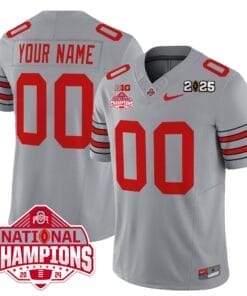 Alternative view of Custom Ohio State Jersey Heritage Stripe 2025 CFP Patch National Champions Football All Stitched Style 1