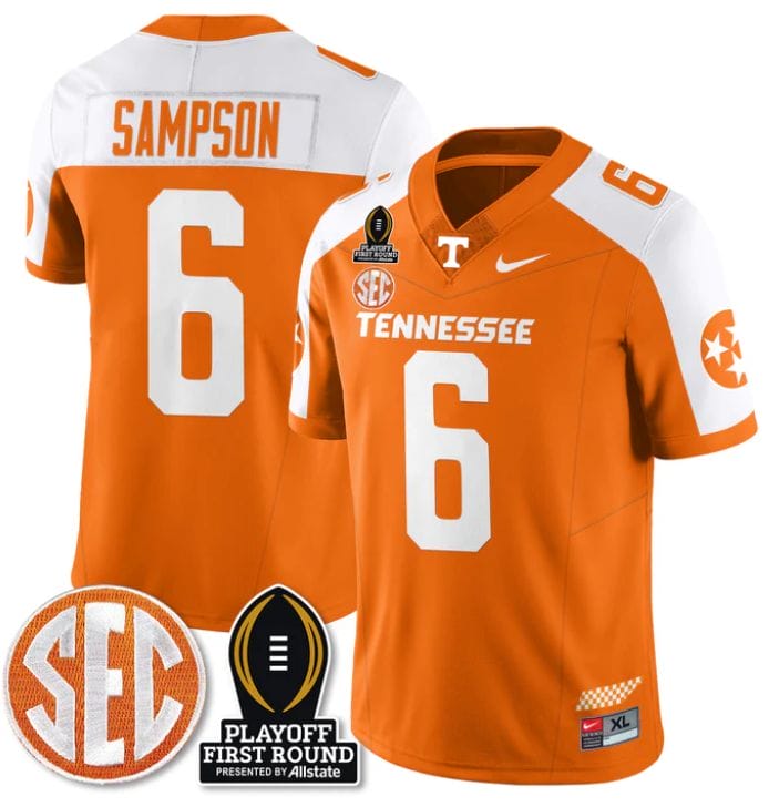 Dylan Sampson Jersey #6 Tennessee Vols Playoff First Round Patch Football All Stitched 1 Dylan Sampson Jersey #6 Tennessee Vols Playoff First Round Patch Football All Stitched