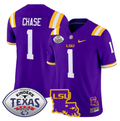 Ja'Marr Chase Jersey #1 LSU Tigers 2024 Texas Bowl Football All Stitched 14 Ja'Marr Chase Jersey #1 LSU Tigers 2024 Texas Bowl Football All Stitched