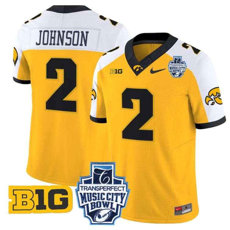 Kaleb Johnson Jersey #2 Iowa Hawkeyes 2024 Music City Bowl Patch Black Alternate 2 Kaleb Johnson Jersey #2 Iowa Hawkeyes 2024 Music City Bowl Patch Black Alternate - Image 2