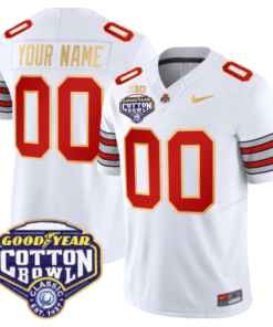 Alternative view of Custom Ohio State Jersey 'Heritage Stripe' Cotton Bowl Patch Football All Stitched