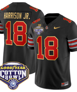 Alternative view of Marvin Harrison Jr Jersey #18 Ohio State 'Heritage Stripe' Cotton Bowl Football All Stitched