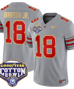 Marvin Harrison Jr Jersey #18 Ohio State 'Heritage Stripe' Cotton Bowl Football All Stitched
