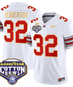 Alternative view of Treveyon Henderson Jersey #32 Ohio State 'Heritage Stripe' Cotton Bowl Football All Stitched