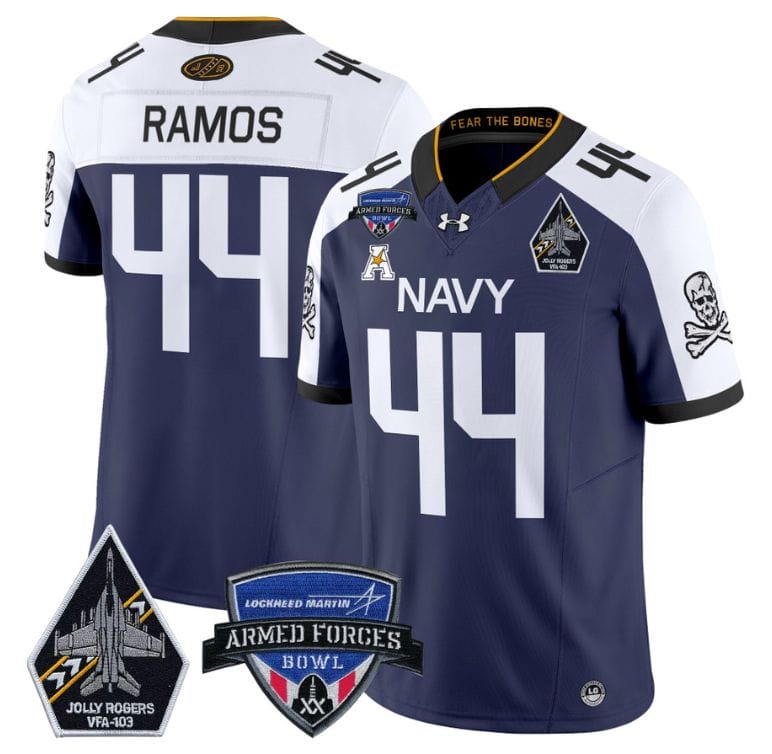 Colin Ramos Jersey #44 Navy Midshipmen 2025 Armed Forces Bowl All Stitched Football 2 Colin Ramos Jersey #44 Navy Midshipmen 2025 Armed Forces Bowl All Stitched Football - Image 2