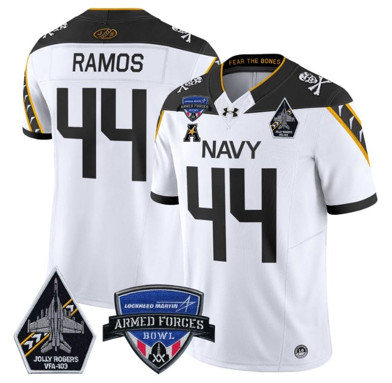Colin Ramos Jersey #44 Navy Midshipmen 2025 Armed Forces Bowl All Stitched Football 4 Colin Ramos Jersey #44 Navy Midshipmen 2025 Armed Forces Bowl All Stitched Football - Image 4