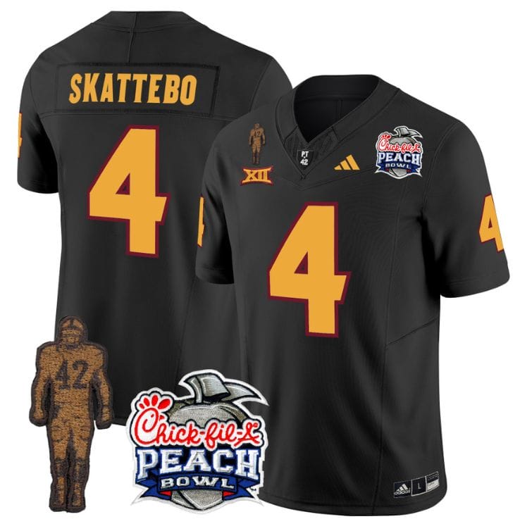 Cam Skattebo Jersey #4 Arizona State Peach Bowl Patch All Stitched Football 2 Cam Skattebo Jersey #4 Arizona State Peach Bowl Patch All Stitched Football - Image 2