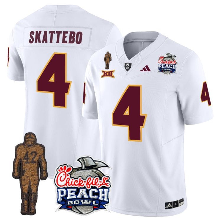 Cam Skattebo Jersey #4 Arizona State Peach Bowl Patch All Stitched Football 4 Cam Skattebo Jersey #4 Arizona State Peach Bowl Patch All Stitched Football - Image 4