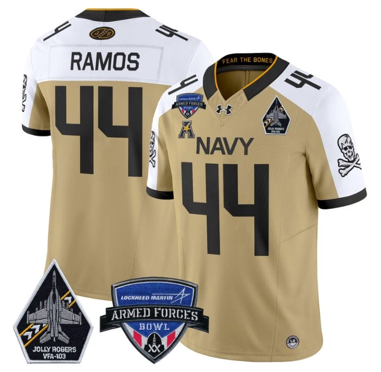 Colin Ramos Jersey #44 Navy Midshipmen 2025 Armed Forces Bowl All Stitched Football 3 Colin Ramos Jersey #44 Navy Midshipmen 2025 Armed Forces Bowl All Stitched Football - Image 3