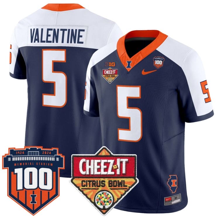 Ca'Lil Valentine Jersey #5 Illinois Fighting 2025 Cheez-It Citrus Bowl Stitched Football 1 Ca'Lil Valentine Jersey #5 Illinois Fighting 2025 Cheez-It Citrus Bowl Stitched Football