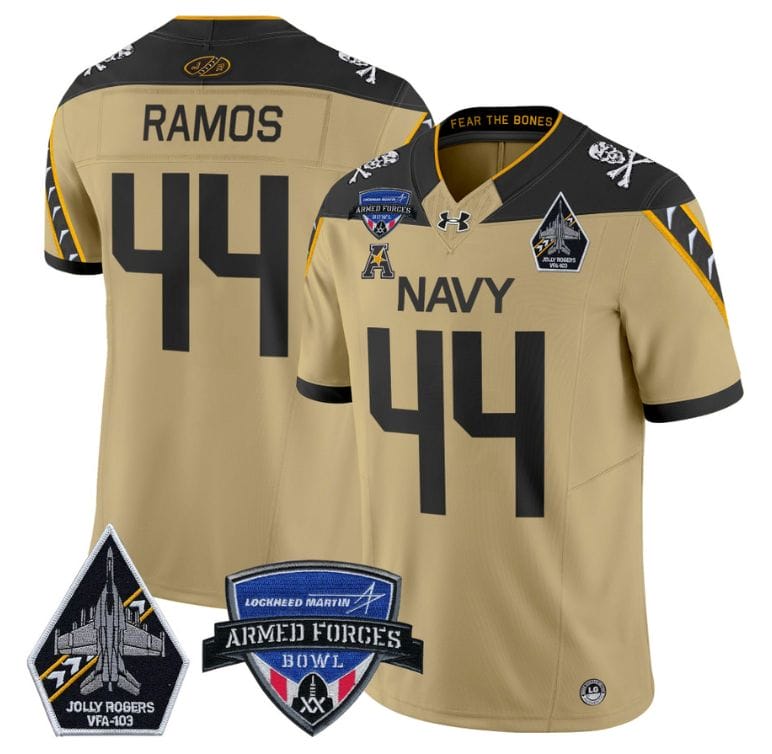 Colin Ramos Jersey #44 Navy Midshipmen 2025 Armed Forces Bowl All Stitched Football 1 Colin Ramos Jersey #44 Navy Midshipmen 2025 Armed Forces Bowl All Stitched Football