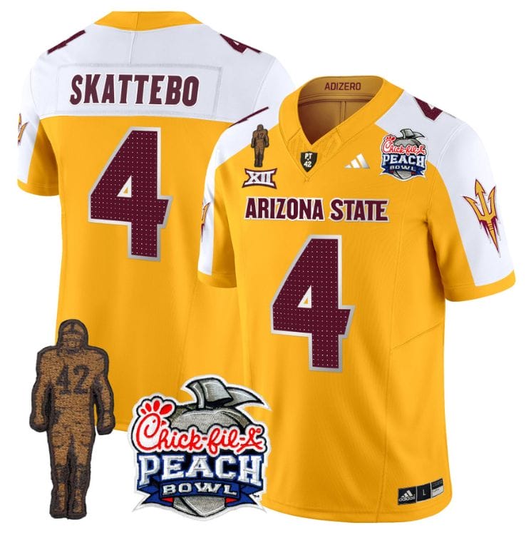 Cam Skattebo Jersey #4 Arizona State Peach Bowl Patch All Stitched Football 11 Cam Skattebo Jersey #4 Arizona State Peach Bowl Patch All Stitched Football - Image 11