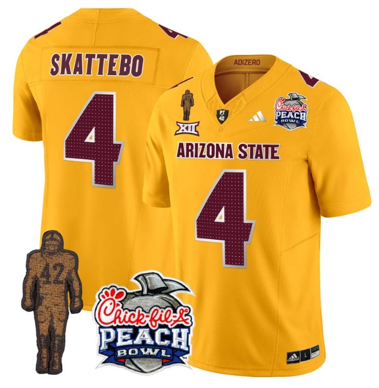 Cam Skattebo Jersey #4 Arizona State Peach Bowl Patch All Stitched Football 10 Cam Skattebo Jersey #4 Arizona State Peach Bowl Patch All Stitched Football - Image 10