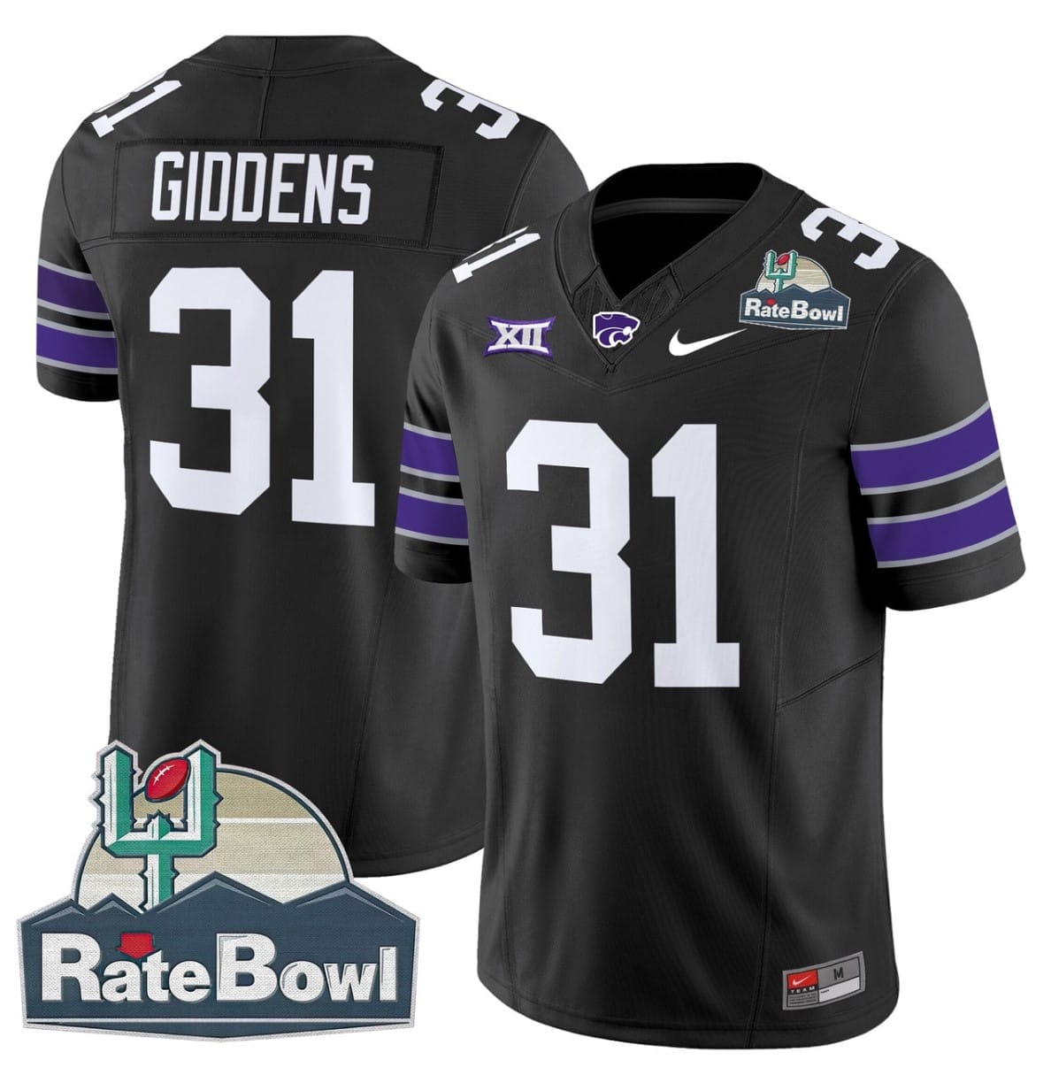 DJ Giddens Jersey #31 Kansas State Wildcats 2025 Rate Bowl Patch Football All Stitched 5 DJ Giddens Jersey #31 Kansas State Wildcats 2025 Rate Bowl Patch Football All Stitched - Image 5