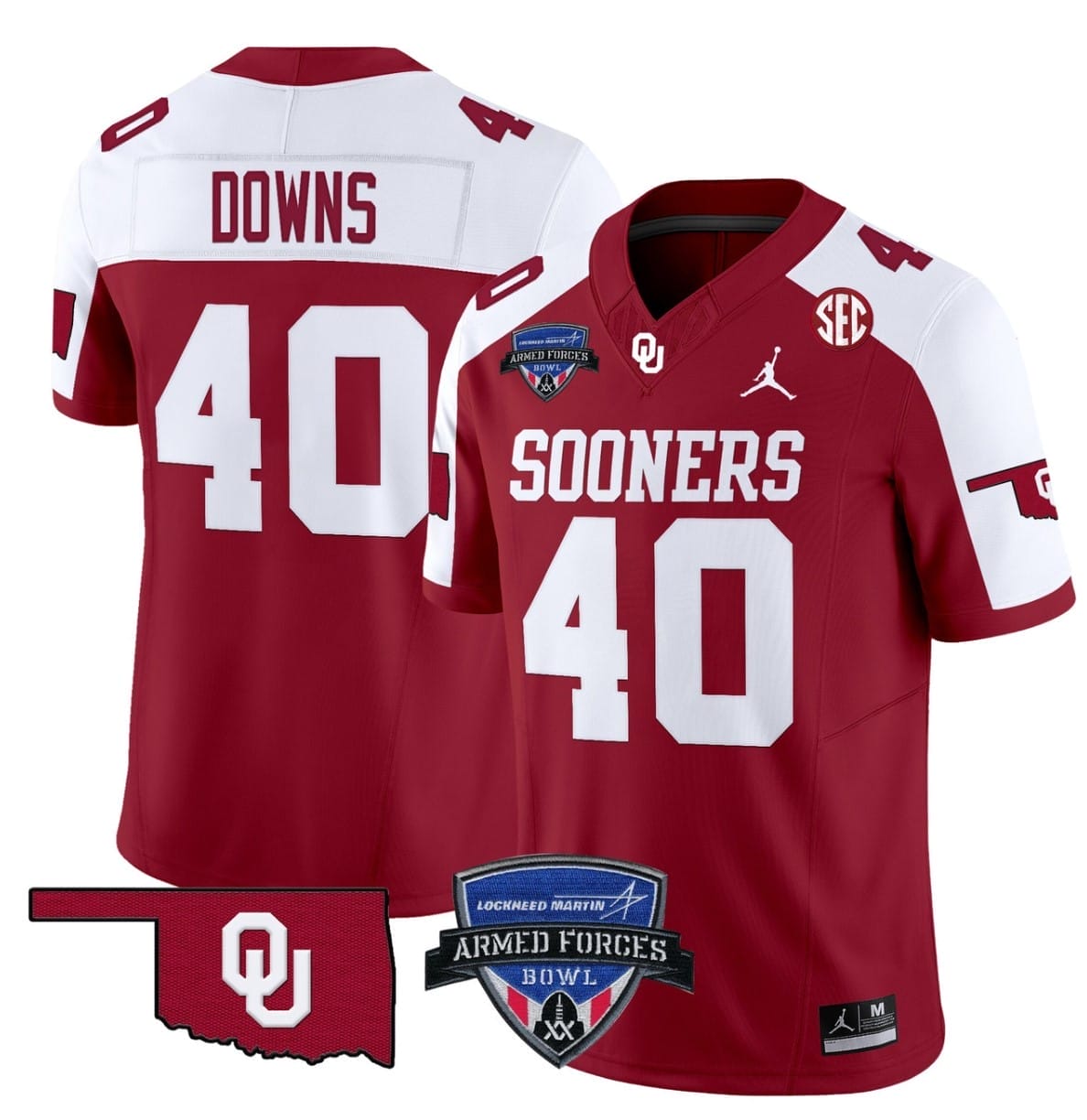 Ethan Downs Jersey #40 Oklahoma Sooners 2025 Armed Forces Bowl Patch Football All Stitched 1 Ethan Downs Jersey #40 Oklahoma Sooners 2025 Armed Forces Bowl Patch Football All Stitched