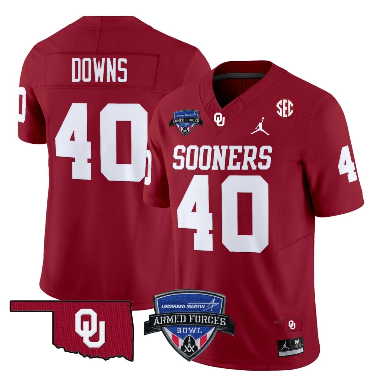 Ethan Downs Jersey #40 Oklahoma Sooners 2025 Armed Forces Bowl Patch Football All Stitched 4 Ethan Downs Jersey #40 Oklahoma Sooners 2025 Armed Forces Bowl Patch Football All Stitched - Image 4