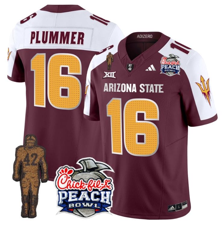Jake Plummer Jersey #16 Arizona State Peach Bowl Patch All Stitched Football 9 Jake Plummer Jersey #16 Arizona State Peach Bowl Patch All Stitched Football - Image 9