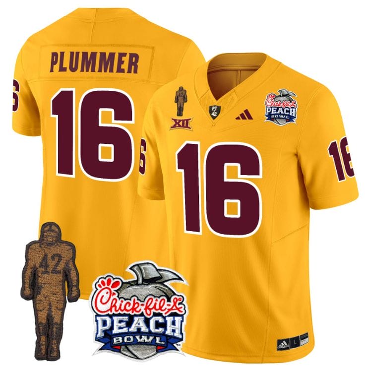 Jake Plummer Jersey #16 Arizona State Peach Bowl Patch All Stitched Football 6 Jake Plummer Jersey #16 Arizona State Peach Bowl Patch All Stitched Football - Image 6