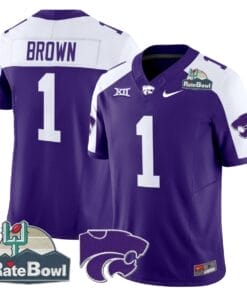 Jayce Brown Jersey #1 Kansas State Wildcats 2025 Rate Bowl Patch Football All Stitched 8 JFTN12P