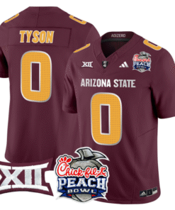 Alternative view of Jordyn Tyson Jersey #0 Arizona State Sun Devils 2025 Peach Bowl Stitched Football