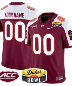 Custom Virginia Tech Hokies Jersey 2025 Duke’s Mayo Bowl Patch Vapor Stitched Football