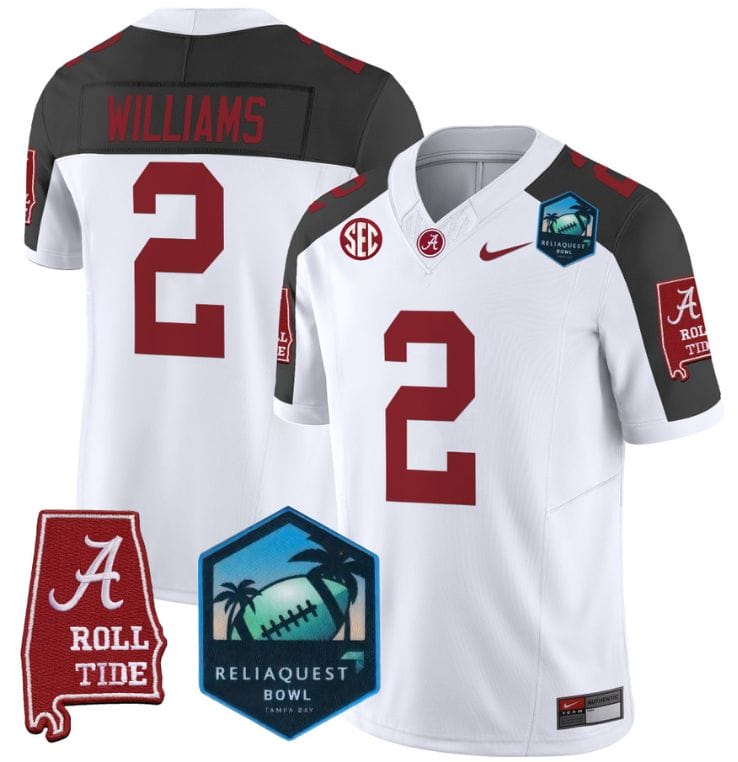 Ryan Williams Jersey #2 Alabama Crimson Tide 2025 ReliaQuest Bowl All Stitched Football 3 Ryan Williams Jersey #2 Alabama Crimson Tide 2025 ReliaQuest Bowl All Stitched Football - Image 3