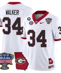 Alternative view of Herschel Walker Jersey #34 Georgia Bulldogs 2025 Sugar Bowl Patch Vapor Stitched Football