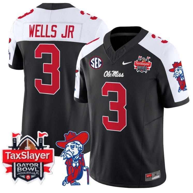 Antwane Wells Jr Jersey #3 Ole Miss Rebels 2025 Gator Bowl Patch Stitched Football 7 Antwane Wells Jr Jersey #3 Ole Miss Rebels 2025 Gator Bowl Patch Stitched Football - Image 7