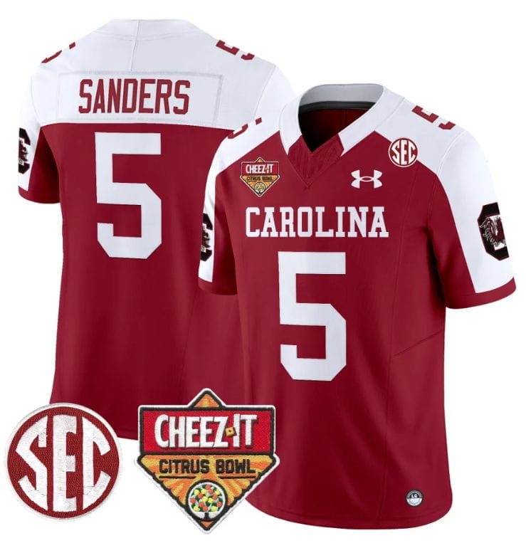 Raheim Sanders Jersey #5 South Carolina Cheez-It Citrus Bowl Patch Stitched Football 4 Raheim Sanders Jersey #5 South Carolina Cheez-It Citrus Bowl Patch Stitched Football - Image 4