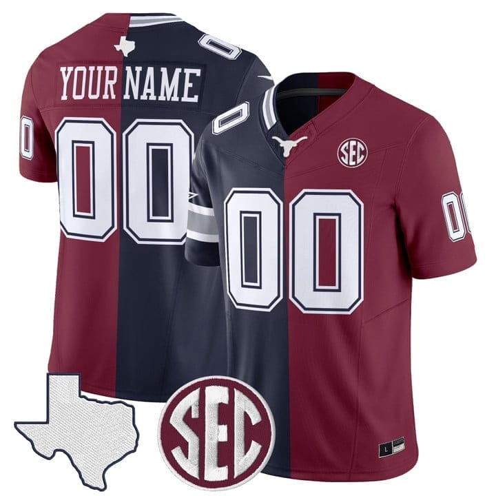 CowboysAggiesCollegeFootballSplitVaporLimitedCustomJerseyStitched