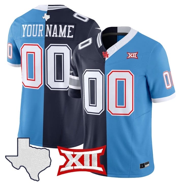 CowboysCougarsCollegeFootballSplitVaporLimitedCustomJerseyStitched