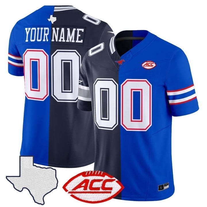 CowboysSMUCollegeFootballSplitVaporLimitedCustomJerseyStitched