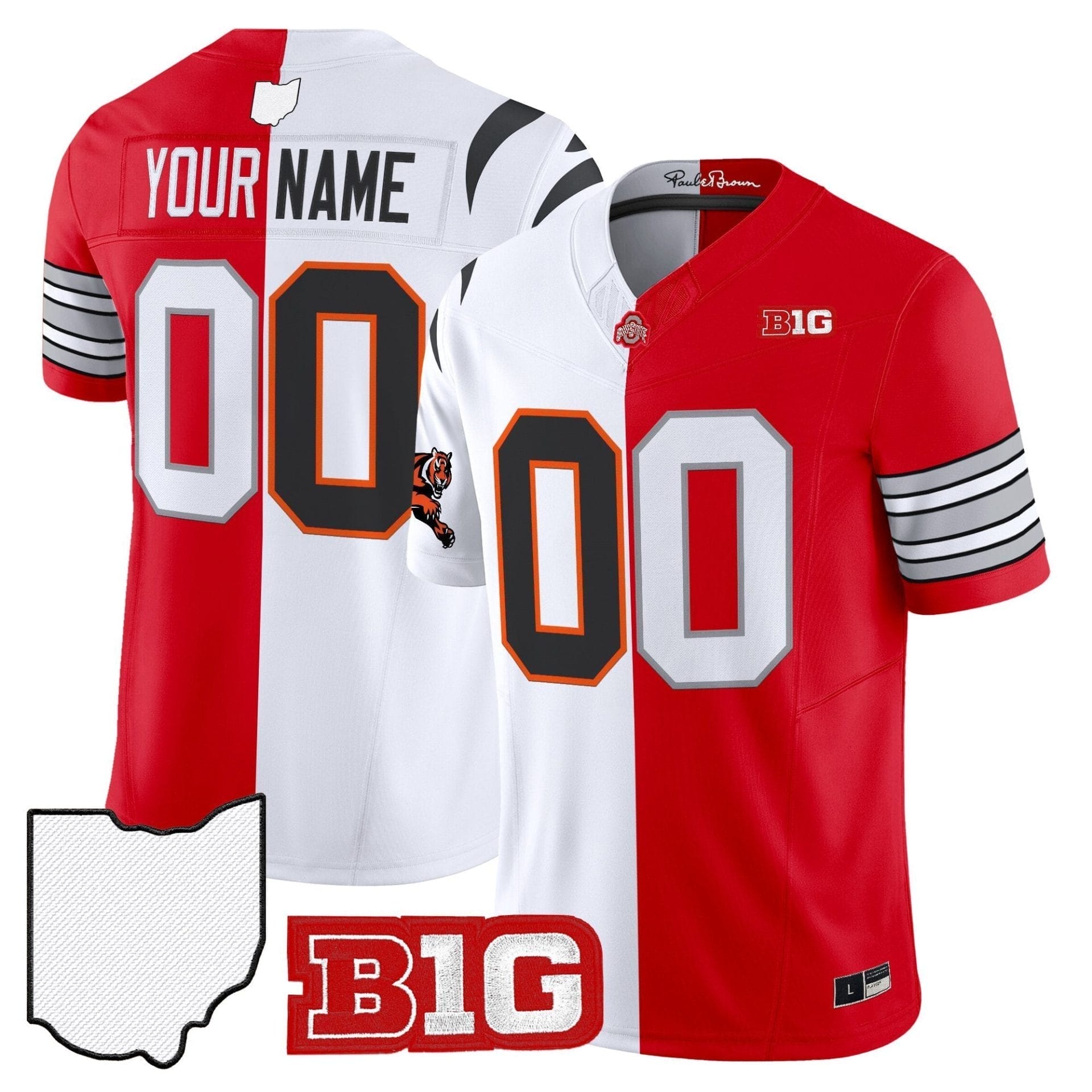 CustomBengalsBuckeyesCollegeFootballJerseySplitVaporLimitedStitched