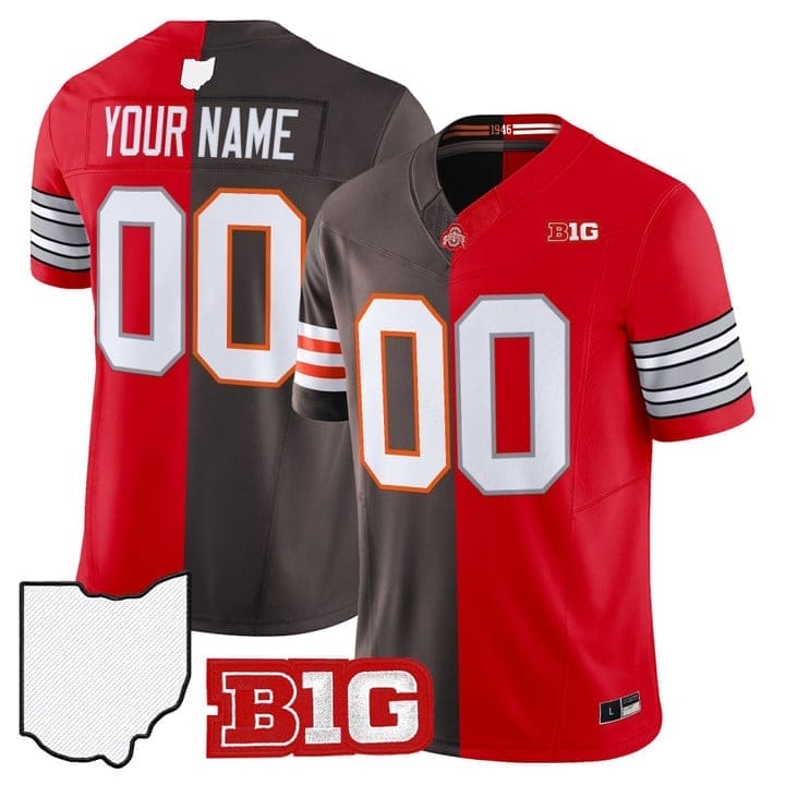 CustomBrownsBuckeyesCollegeFootballJerseySplitVaporLimitedStitched