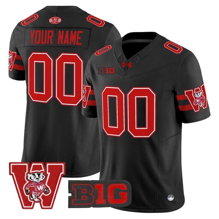 Custom Wisconsin Badgers Jersey Name Number Throwback Stitched Black