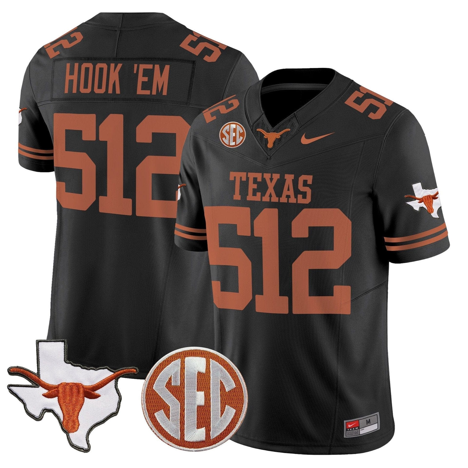 Hook 'Em Jersey #512 Texas Longhorns 2025 State Map SEC Patch 1 Hook 'Em Jersey #512 Texas Longhorns 2025 State Map SEC Patch