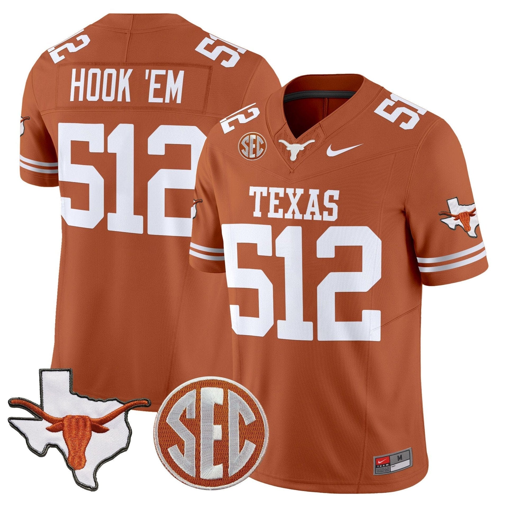 Hook 'Em Jersey #512 Texas Longhorns 2025 State Map SEC Patch 5 Hook 'Em Jersey #512 Texas Longhorns 2025 State Map SEC Patch - Image 5
