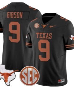 Jerrick Gibson Jersey #9 Texas Longhorns 2025 State Map SEC Patch